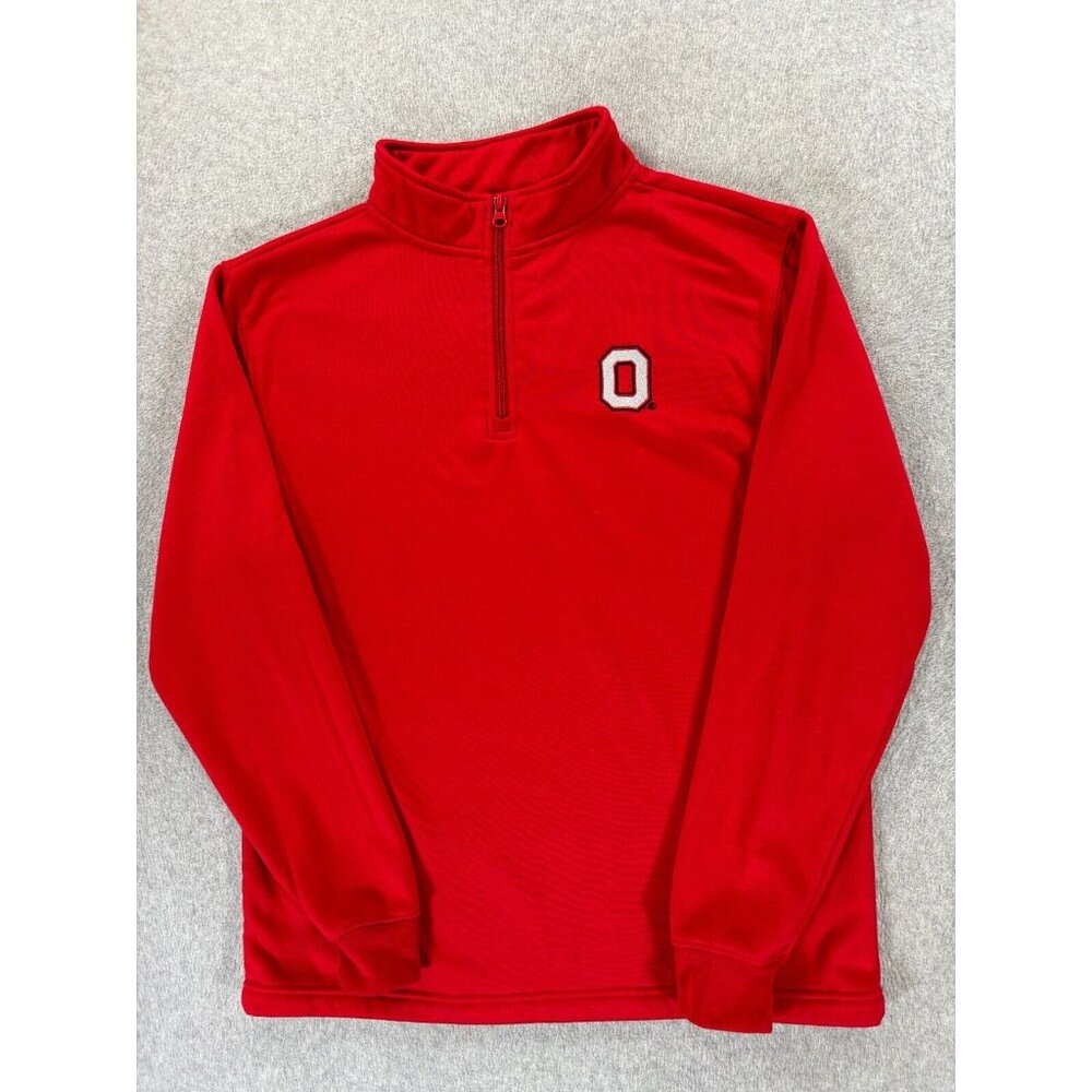 Ohio State Buckeyes Stitched Quarter Zip Campus‎ Pullover (Men's Medium) Red